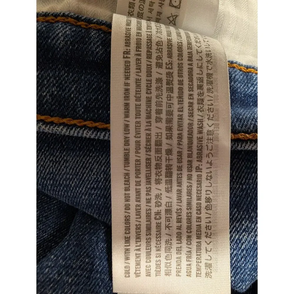 Abercrombie & Fitch Jeans Straight High Rise Distressed Blue Denim Size 31/12R